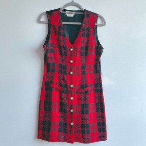 Vintage 90s Plaid Vest Dress